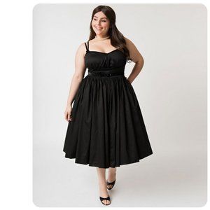 Unique Vintage x Micheline Pitt Alice Swing Dress in Black